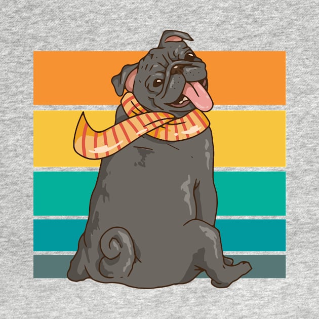 Cute Pug Retro Illustration by SLAG_Creative